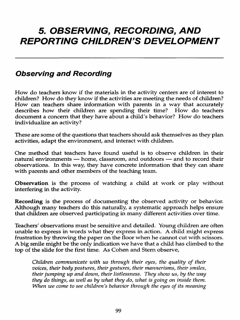 Child Observation and Reporting Guide | PDF | Child Development ...