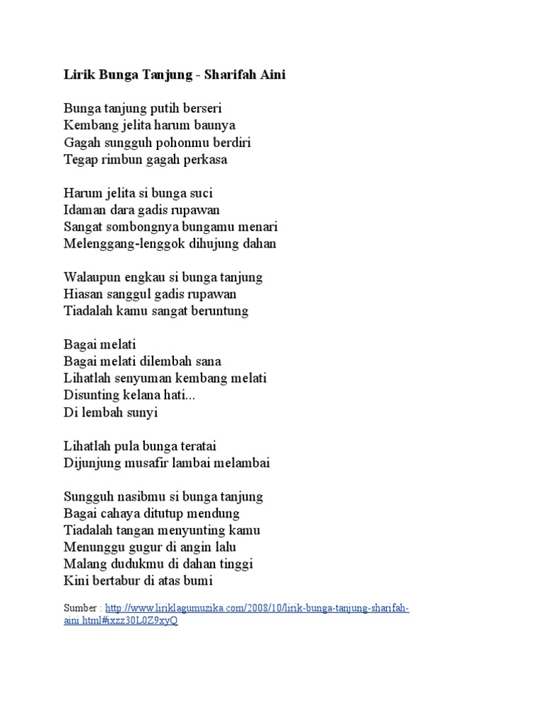 Lirik Bunga Tanjung