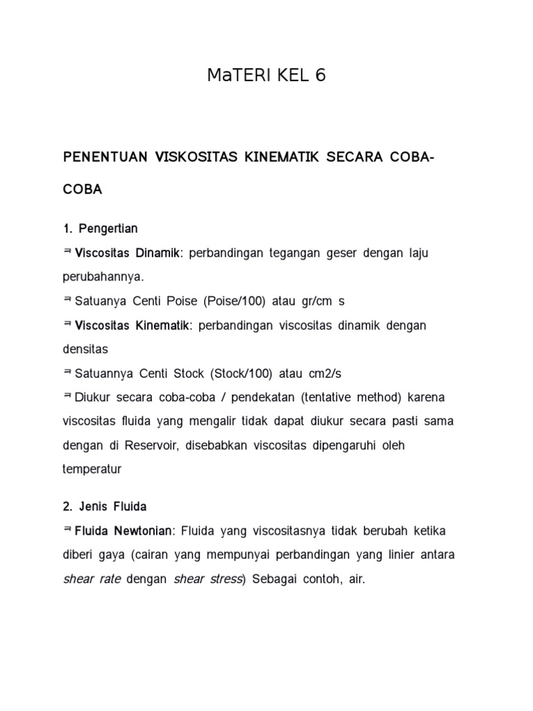 Kumpulan Contoh Soal: Contoh Soal Viskositas Kinematik
