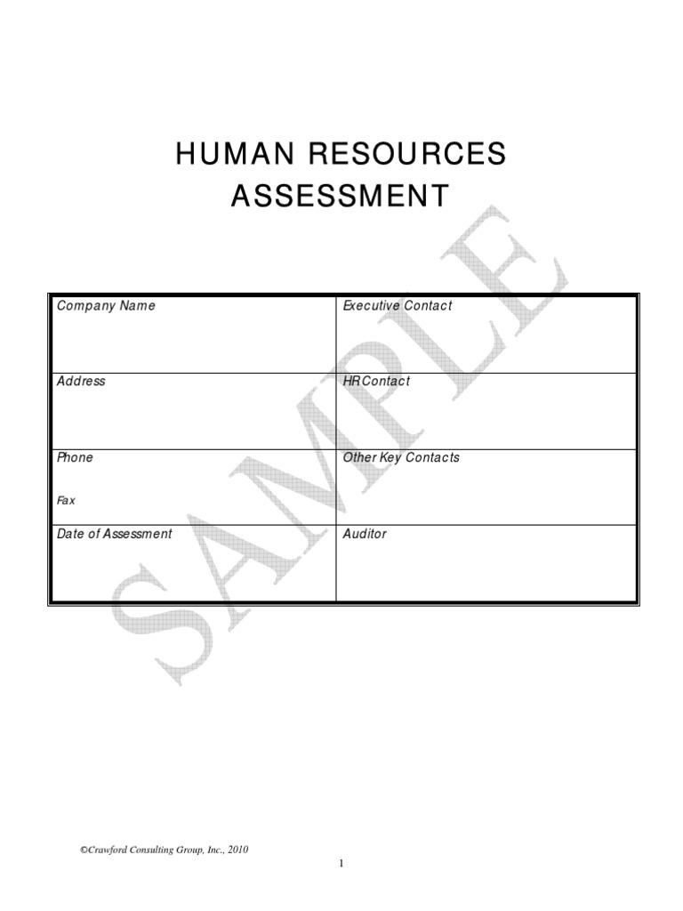 HR Assessment Tool-Sample | PDF | Performance Appraisal | Employee Benefits