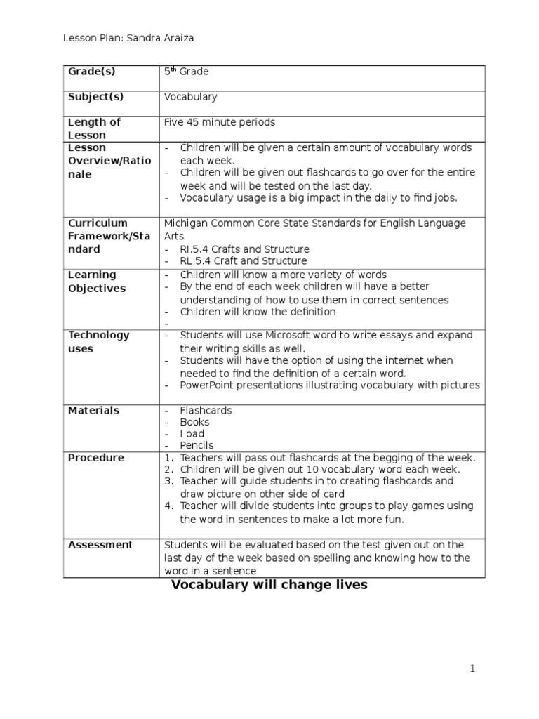 Lesson Plan 3 | PDF | Language Arts & Discipline