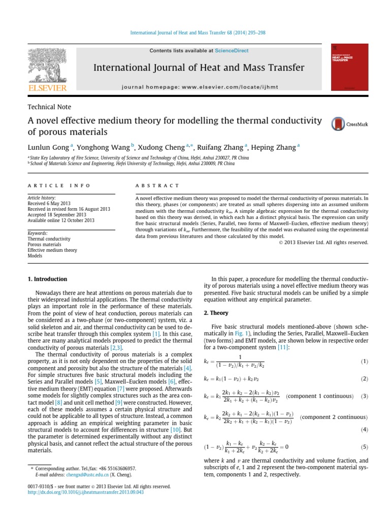 A Novel Effective Medium Theory For Modelling The Thermal Conductivity ...