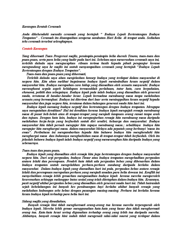 Karangan Bentuk Ceramah
