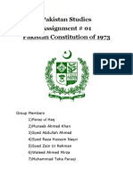 Pakistan Studies Assignment # 01 Pakistan Constitution of 1973