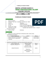 Form Pendaftaran LK II Cab. Bogor 9-18 Okt 2016