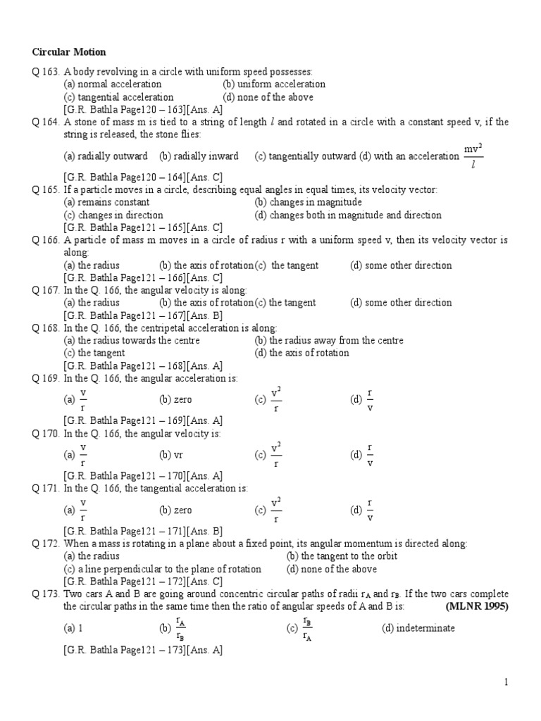 Circular Motion Dynamics and Concepts | PDF | Acceleration | Rotation ...