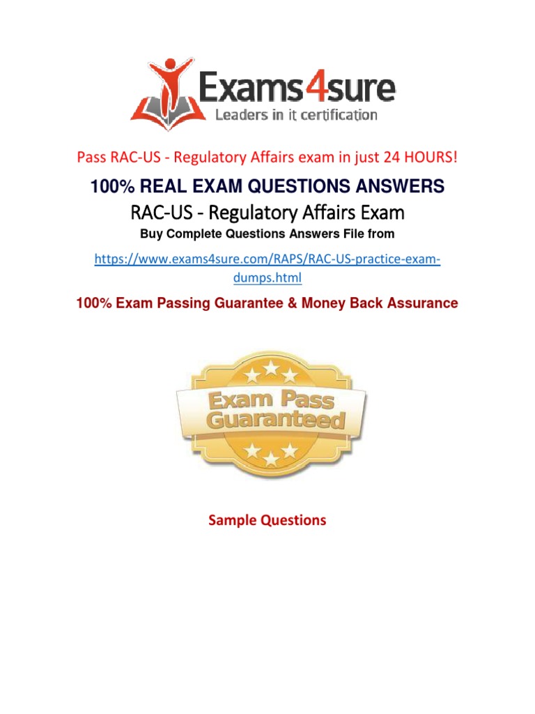 RAC US Exam Questions PDF Federal Food Medical Device