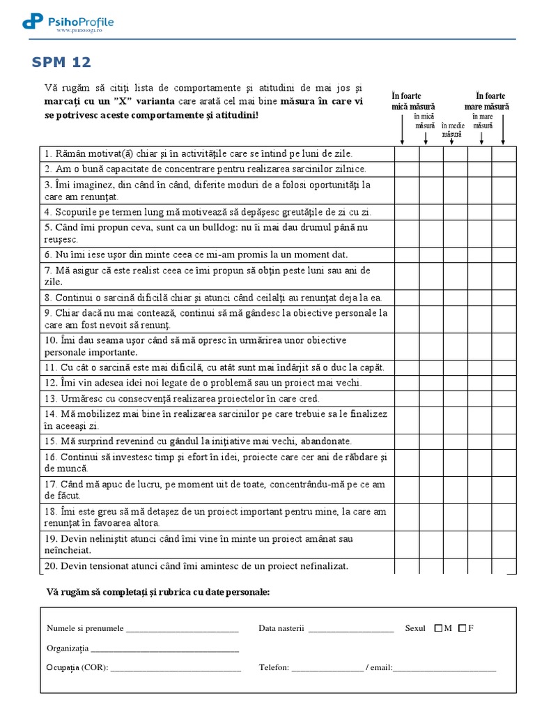 Chestionar SPM PDF | PDF