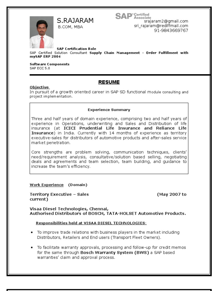 sap-sd-resume-sap-se-sales