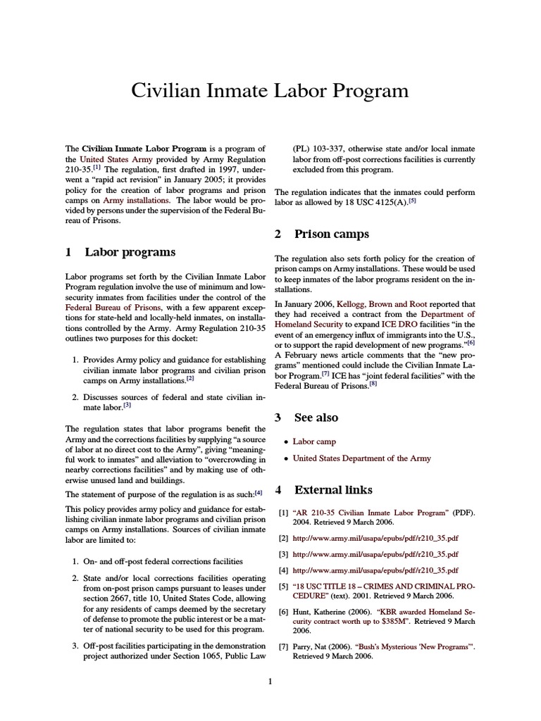 Civilian Inmate Labor Program - Wiki-3 | PDF