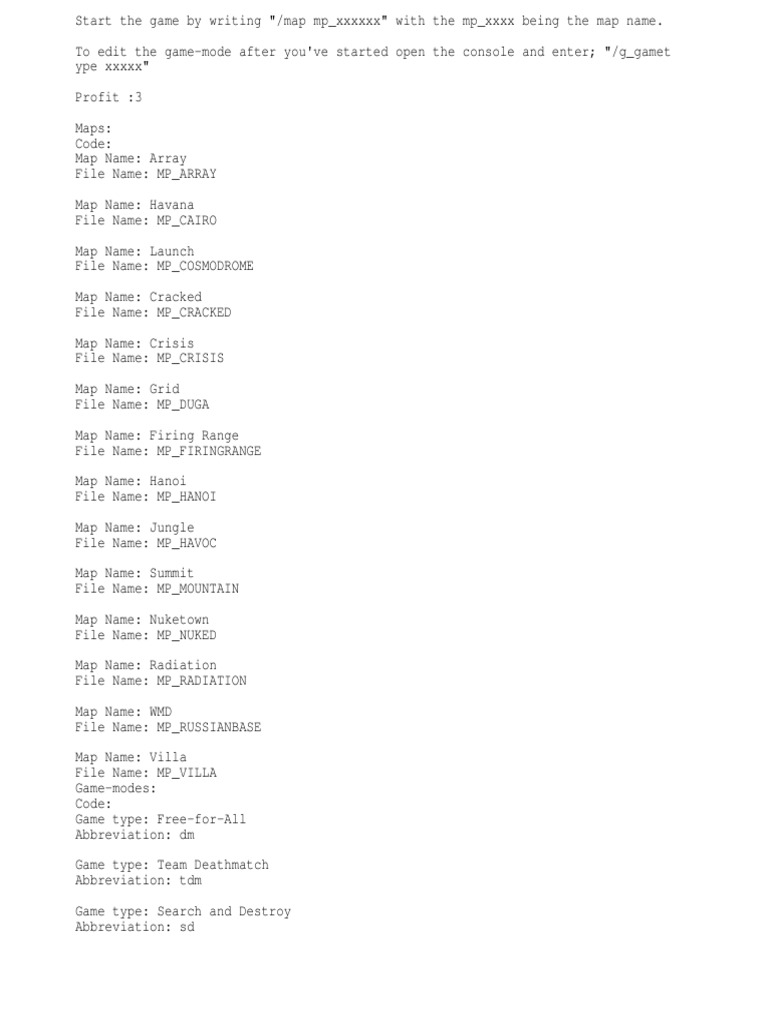 Black Ops 1 Server Commands | PDF | Artillery | Camera