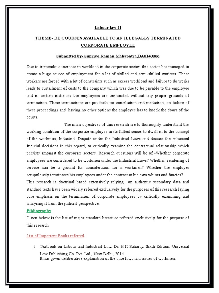 BA0140066,Abstract (Labour Law), Employment Labour Law