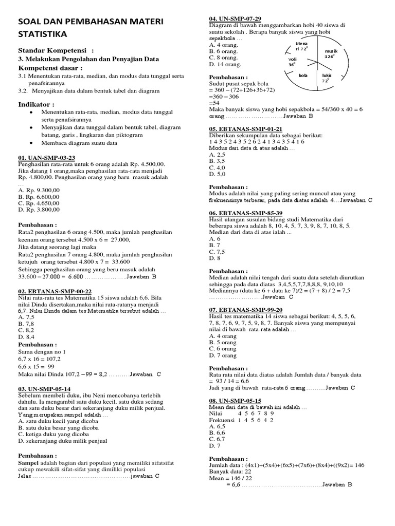 Soal Dan Pembahasan Materi Statistika