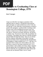 Address To Graduating Class at Bennington College, 1970