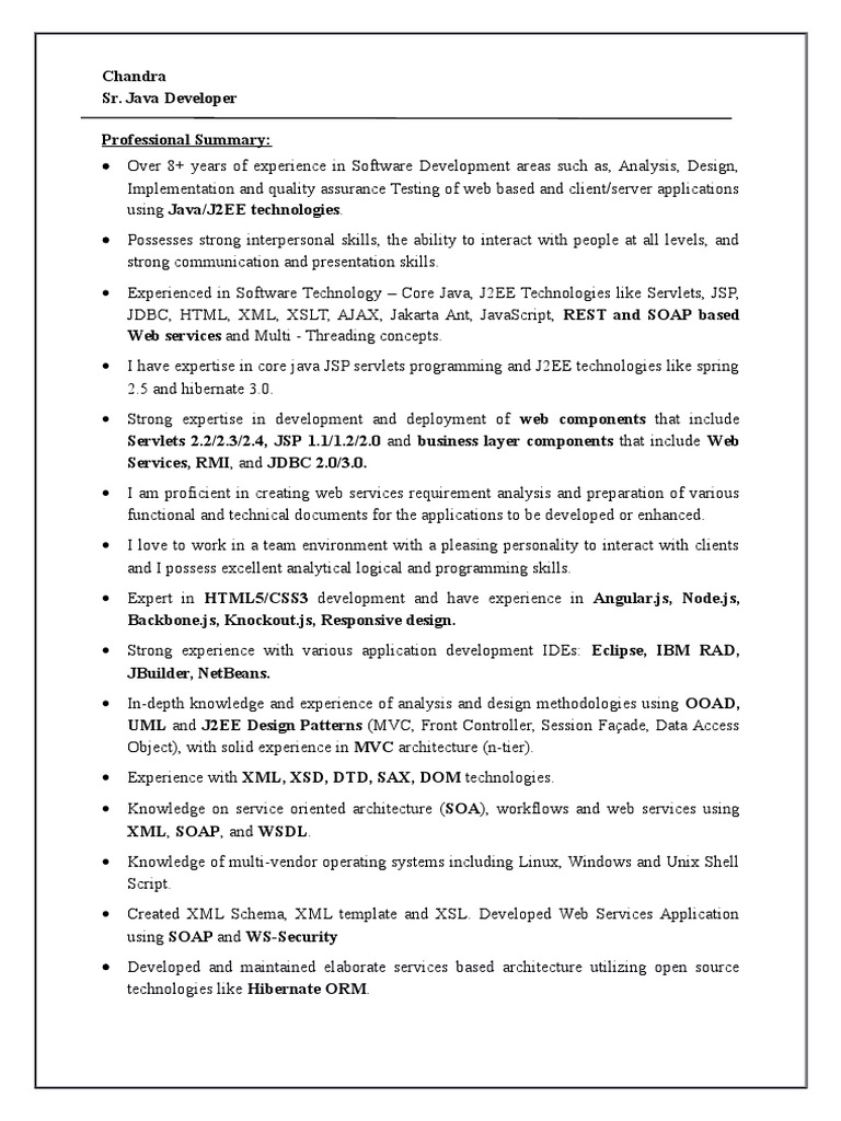 Chandra SR - Java Developer | Download Free PDF | Angular Js | Java ...