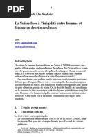 French - L'inégalité entre homme et femme en droit musulman face au droit suisse