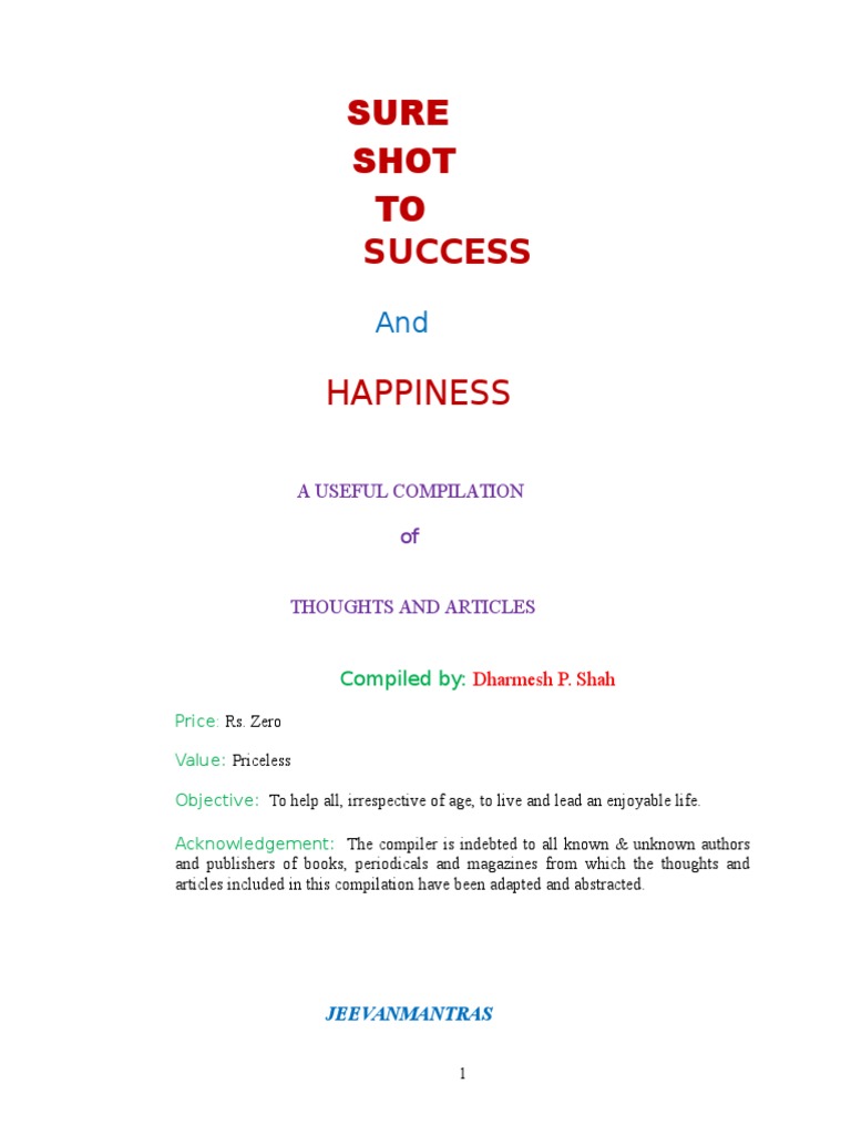 Sure Shot To Success and Happiness | PDF | Résumé | Body Language