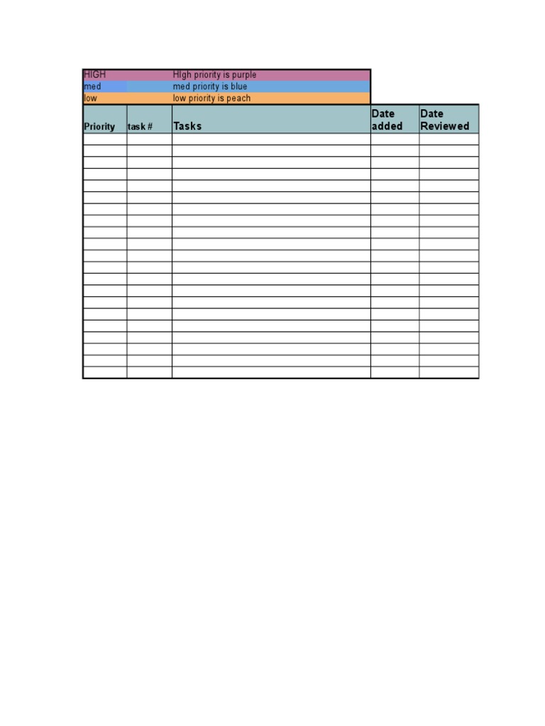 Task Priority Color Codes | PDF