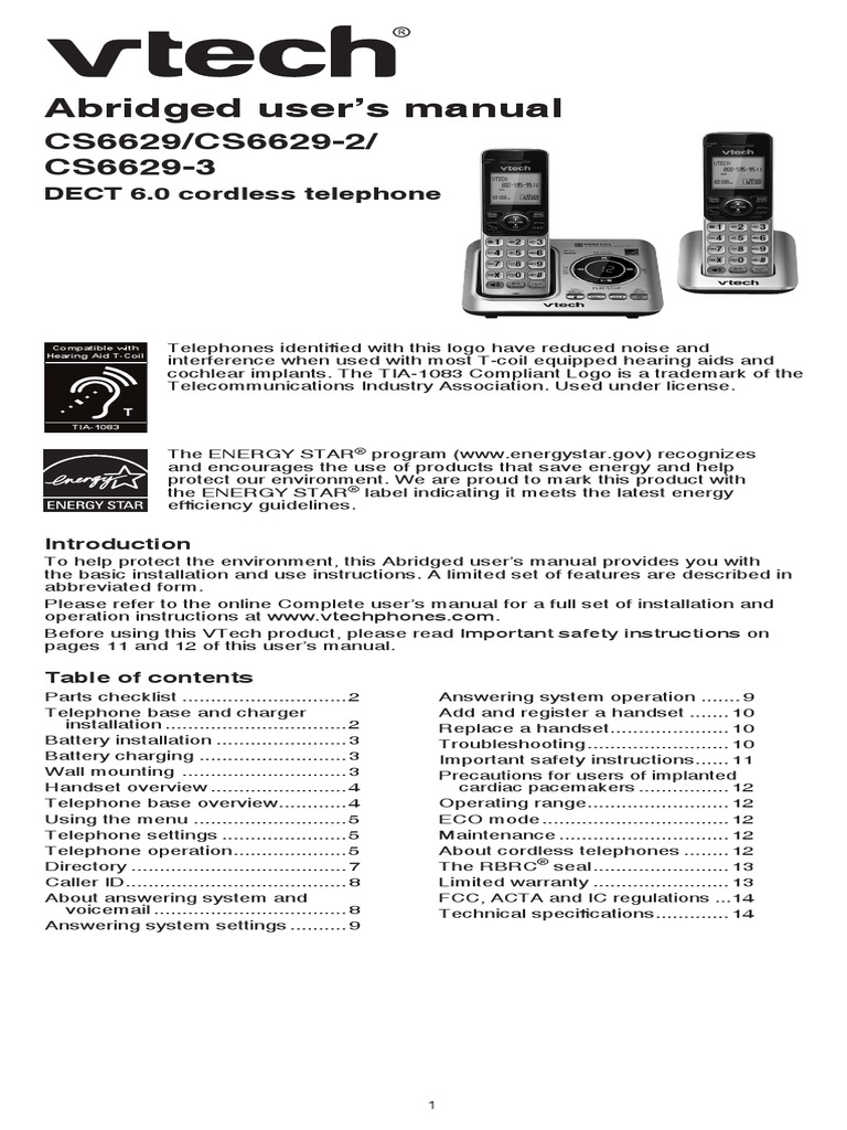 Manual de usuario Vtech CS6629 | Telephone | Voicemail