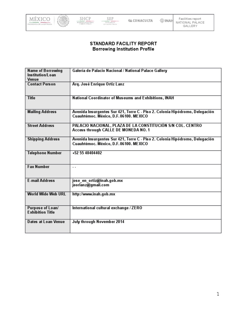 National Palace Gallery Facility Report | PDF | Hvac | Security Alarm