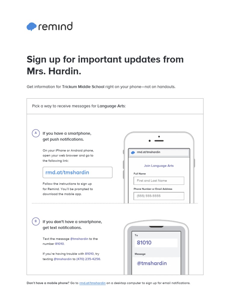 Remind Instructions PDF