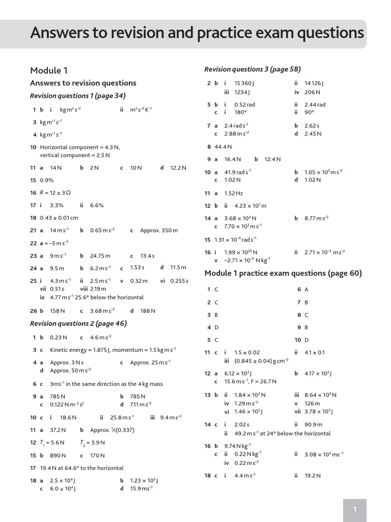 Module 1 - Answers To Physics Question PDF | PDF