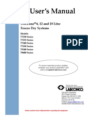 Labconco FreeZone Freeze Dry Systems, PDF, Freeze Drying