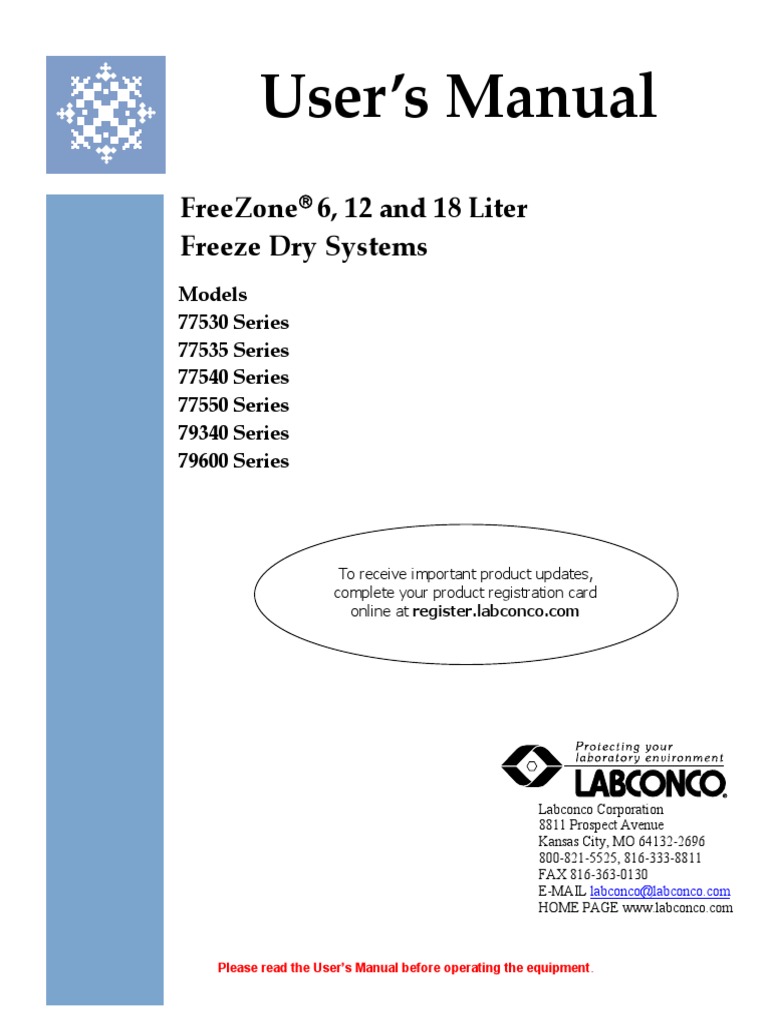 Labconco Manual Liofilizadora PDF Freeze Drying Ac Power Plugs