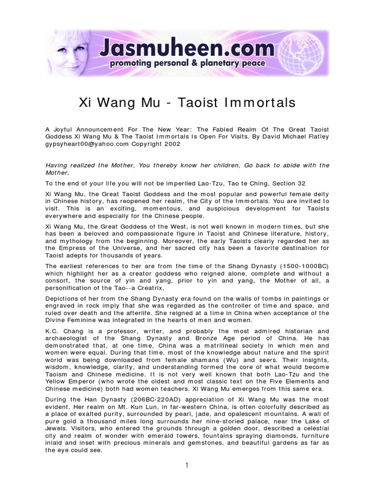 Xi Wang Mu - Taoist Immortals | PDF | Mantak Chia | China