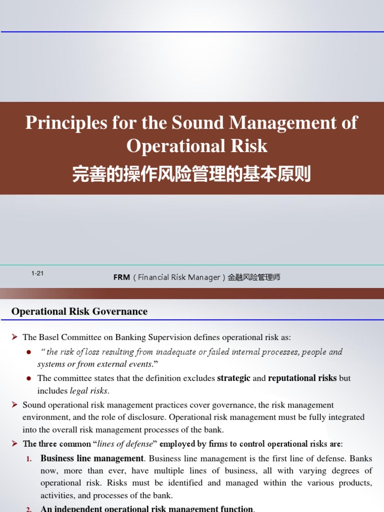 Principles of Operational Risk Management | PDF | Operational Risk ...