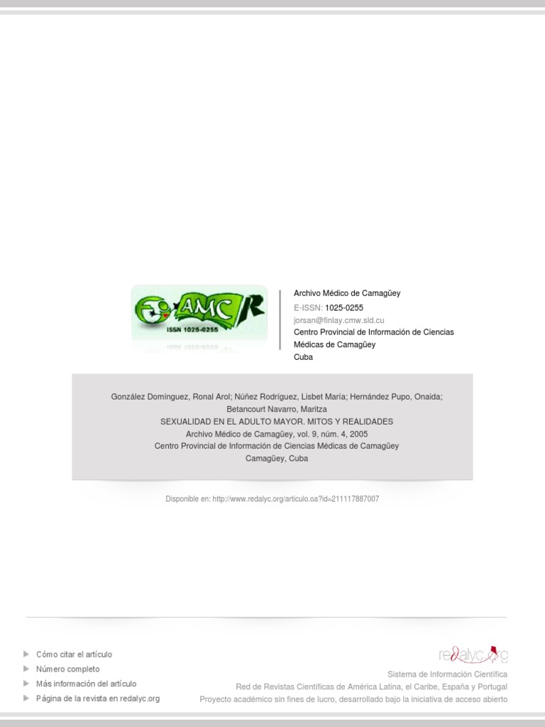 Sexualidad en El Adulto Mayor-Mitos y Realidades PDF | PDF