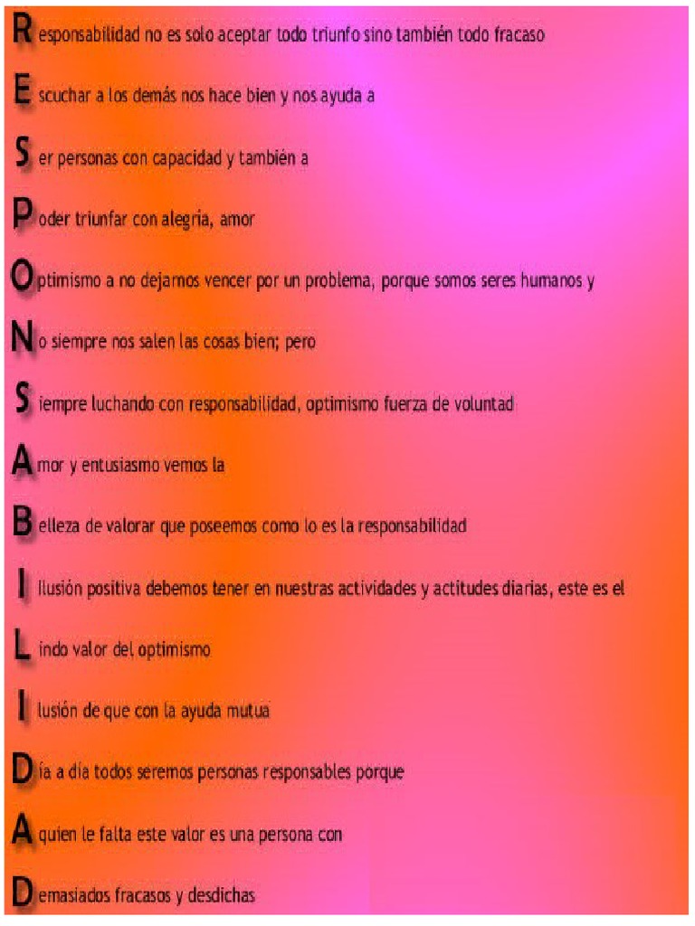 Acrostico responsabilidad