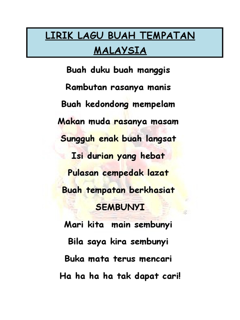 Lirik Lagu Buah-buahan