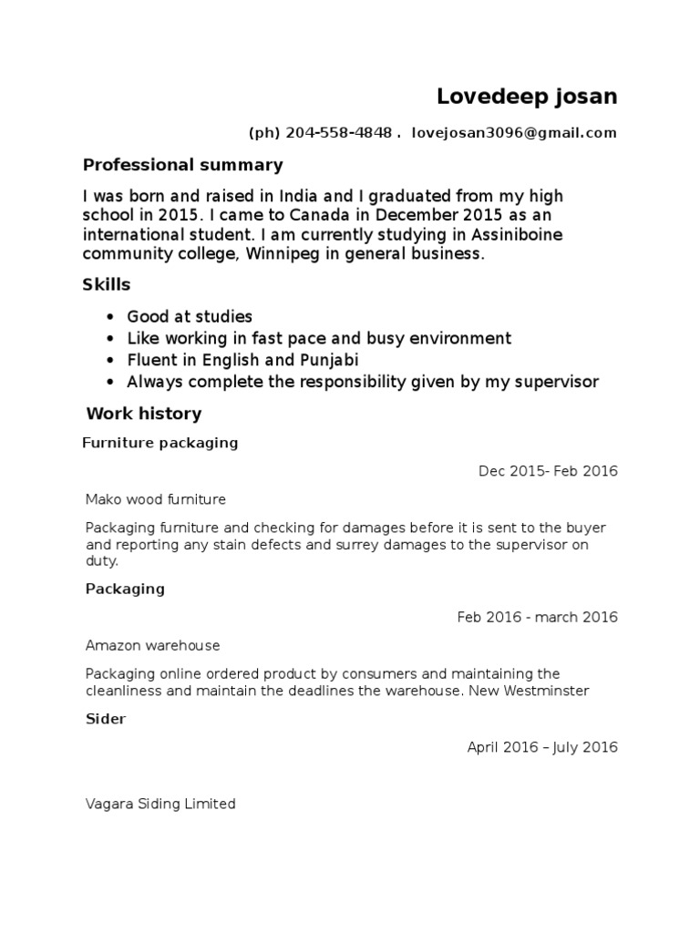 Lovedeep Josan: Business Student Resume | PDF | Career & Growth | Business