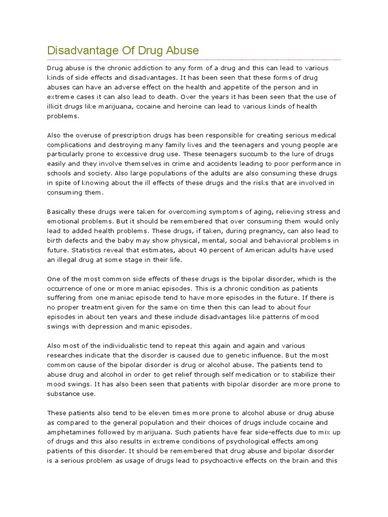 Disadvantage Of Drug Abuse.docx Substance Abuse Psychoactive Drugs