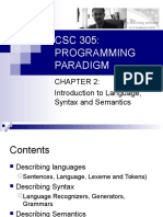 CSC305 Programming Paradigms Chapter 2 Intro