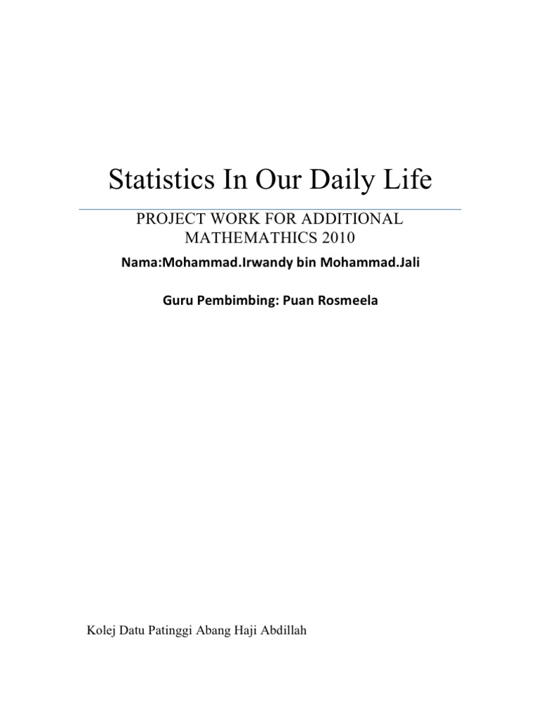 Additional Mathmatics Project Work 4 For 2010 Full | PDF | Statistics ...