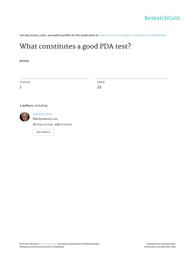 What Constitutes A Good PDA Test PDF Deep Foundation Accelerometer