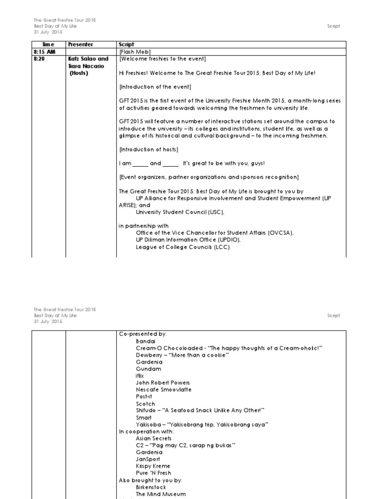 Event Script 2015 | PDF | Academia