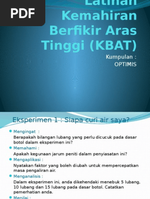 Latihan Kemahiran Berfikir Aras Tinggi (KBAT)  PDF
