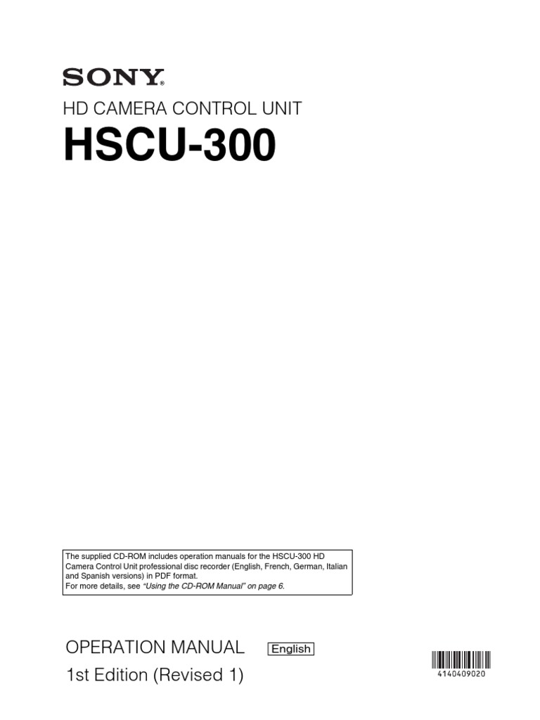 Operationmanual HSCU-300 | PDF | High Definition Television