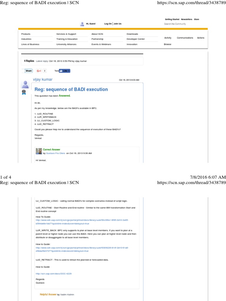 Sequence of BADI Execution | PDF | Computer Data | Communication