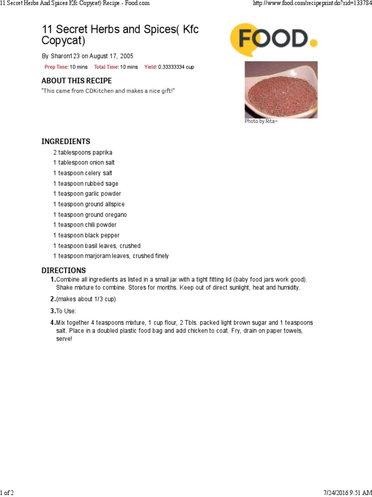 11 Secret Herbs And Spices Kfc Copycat) Recipe Food.pdf