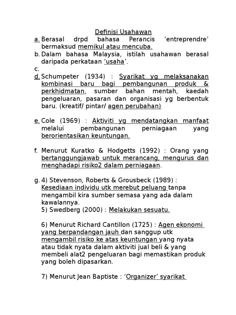 Definisi Usahawan Pdf