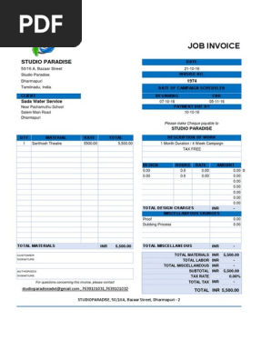 Job Invoice Template