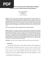 Pengaruh Imbal Jasa Audit Abnormal Terhadap Opinion Shopping Perusahaan Yang Terdaftar Dalam Bursa Efek Indonesia