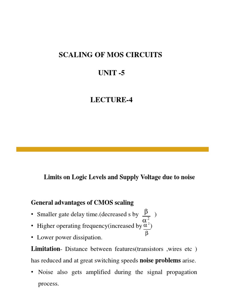 Scaling of Mos Circuits Unit - 5 | PDF
