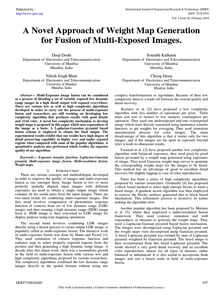 Weight Map Generation for Image Fusion | PDF