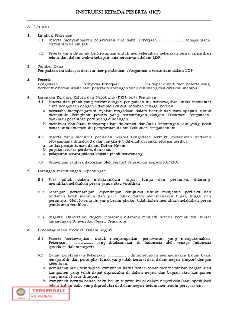 Instruksi Kepada Peserta IKP | PDF