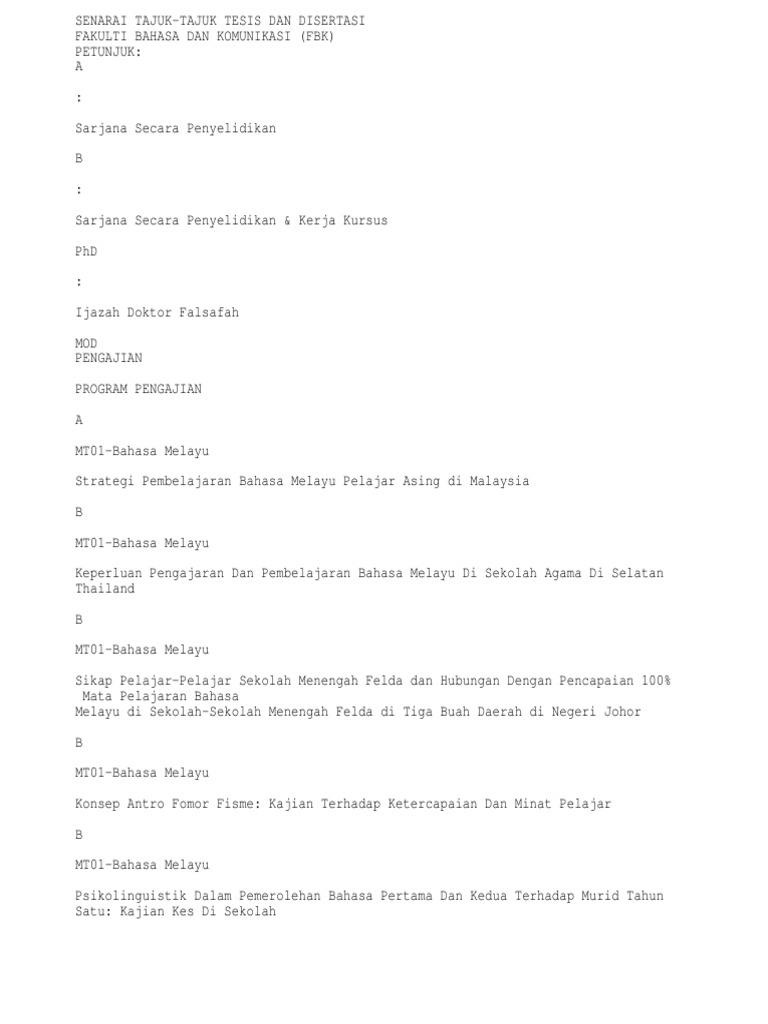Tajuk Thesis 2007-2012 | PDF